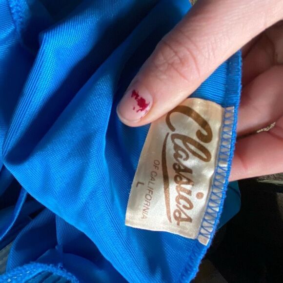 Vintage 1970s Blue & White Striped Robe by Classics of California in sz L - Picture 3 of 10